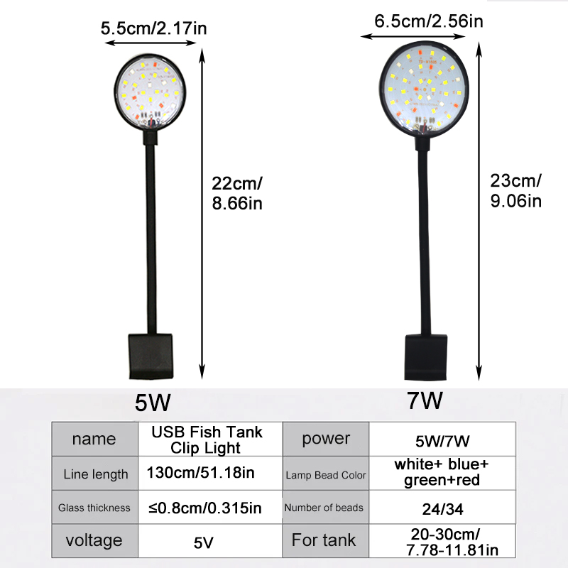Lámpara LED USB para acuario,  - Aquarium Fish Buy reseña y precio