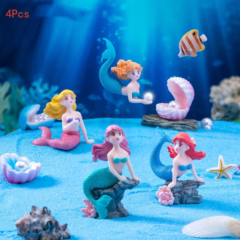 4 Piezas de Adornos de Sirena  - Aquarium Fish Cartoon reseña y precio