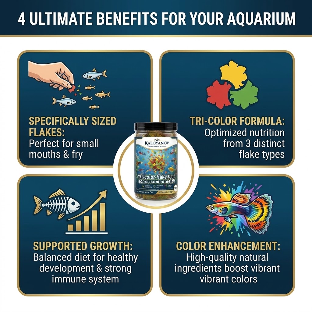 Alimento en Hojuelas Tricolor  - Aquarium Fish Holiday Food reseña y precio
